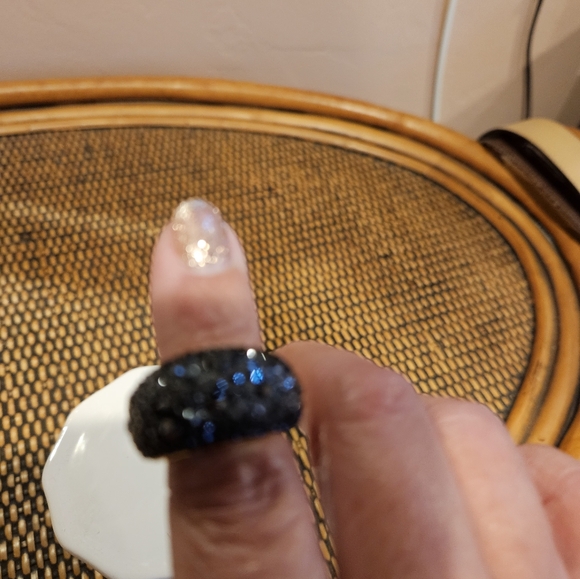 Swarovski Black Pave Crystal and Gold Cocktail Ring 55 - Picture 9 of 13